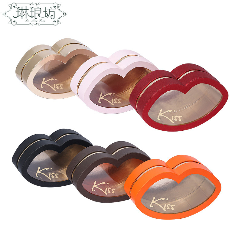 Beso labio caja ventana flor caja de regalo al por mayor rojo oro ventana caja de regalo tienda de flores floral