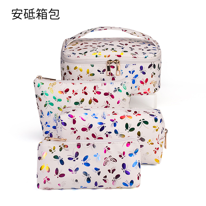 Nuevo en stock de mármol de tres piezas bolsa de cosméticos PU bolsa de lavado a prueba de agua bolsa de almacenamiento de viaje portátil de gran capacidad