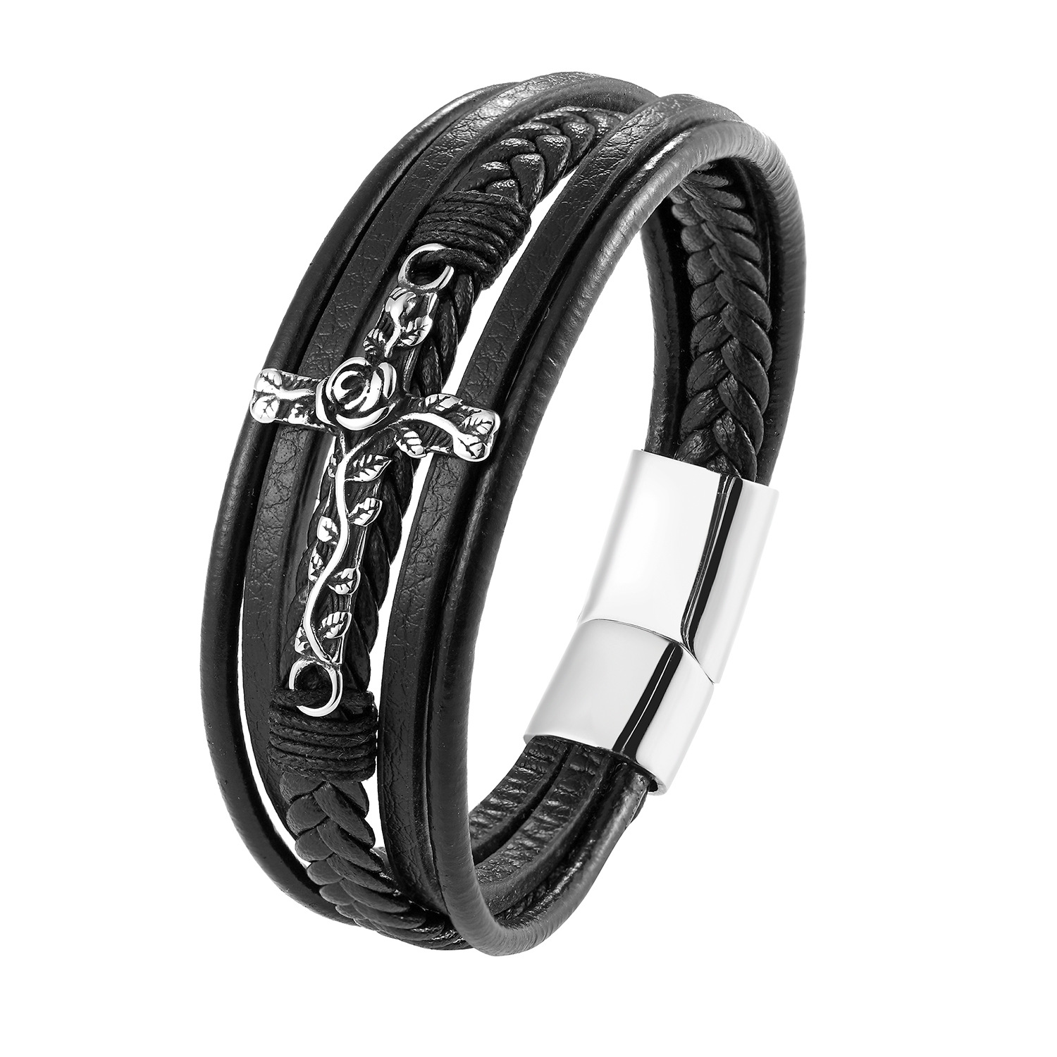 men's fashionable creative retro woven bracelet stainless steel