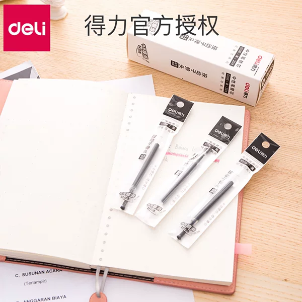 Deli S206 Press Refill Spring Head Neutral Refill 0.5mm Bullet Head Student Neutral Refill