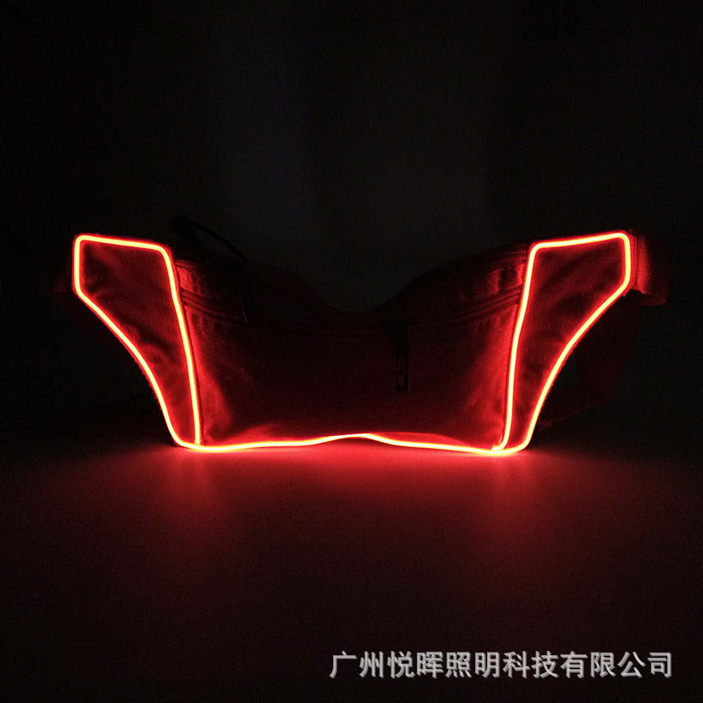 Correr al aire libre montañismo EL luz fría bolsa de cintura luminosa ultrafina ajustada antirrobo bolsa de cintura deportiva LED bolsa de cintura luminosa
