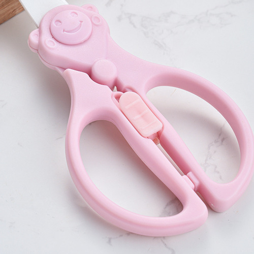 Baby food scissors storage box with scissors, baby food scissors, ceramic scissors, household kitchen food scissors