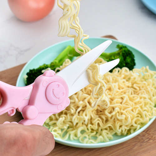 Baby food scissors storage box with scissors, baby food scissors, ceramic scissors, household kitchen food scissors