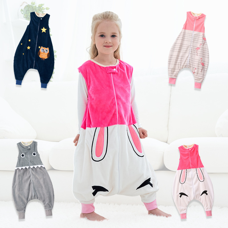 MICHLEY franela de los niños estilo europeo y americano del bebé split-pierna saco de dormir bebé anti-kick edredón transpirable cómodo homewear
