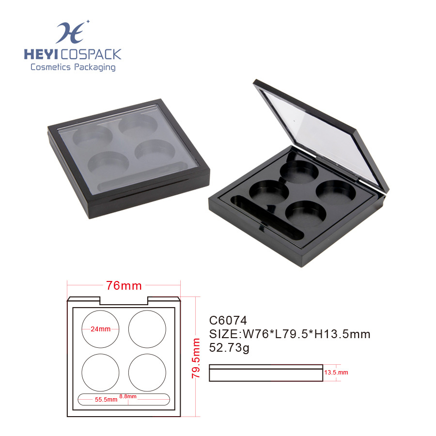方形透明天窗四色色格磁铁闭合眼影盒
