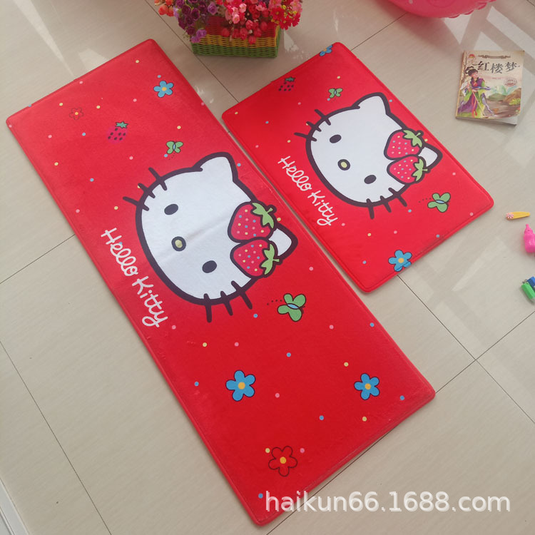 플란넬 빨간 딸기 고양이