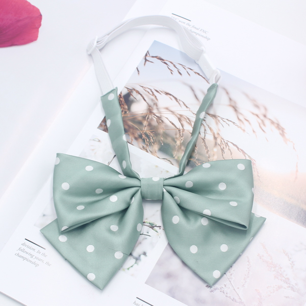 En stock al por mayor de Corea del arco de mariposa de color sólido de lunares de doble capa pajarita collar de flores niñas traje de marinero JK pajarita