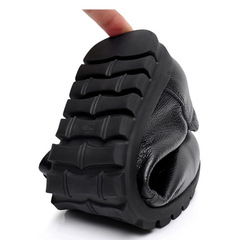 真皮工作鞋女黑色防滑平底上班皮鞋軟底圓頭女鞋工鞋職業淺口單鞋