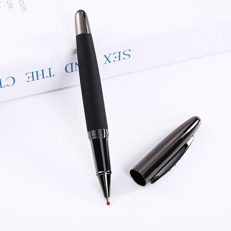 Negro esmerilado metal firma pluma negocio regalo bolígrafo publicidad pluma gel pluma metal pluma letras LOGO