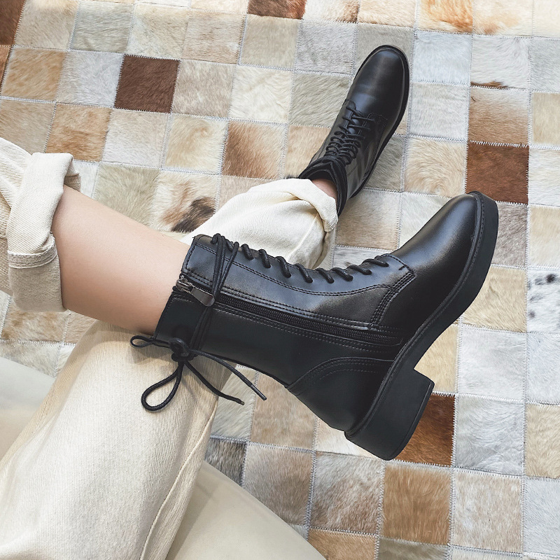 Martens, дышащие универсальные короткие сапоги в английском стиле на платформе, в британском стиле, сезон 2021, средней длины