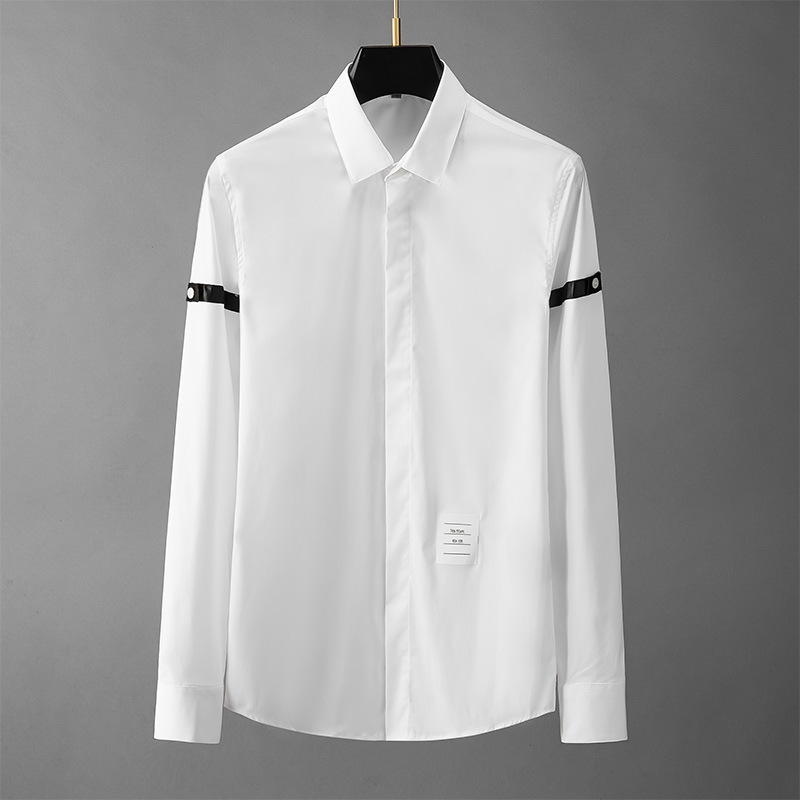 Pánske oblečenie Čierna stuha Pánske dlhé rukávy Kreatívny štýl Luxusný ležérny Nežehlivý Jednofarebný stuha Spodný diel s dlhým rukávom Podšívka_voghion.com