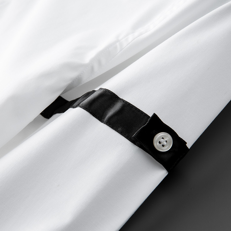 Pánske oblečenie Čierna stuha Pánske dlhé rukávy Kreatívny štýl Luxusný ležérny Nežehlivý Jednofarebný stuha Spodný diel s dlhým rukávom Podšívka_voghion.com
