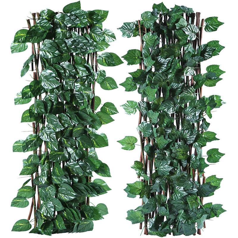 Simulation Fence Garden Outdoor Wooden Fence Plant Fence Fence Decoration Shaded Telescopic Wooden Fence Ivy Fence