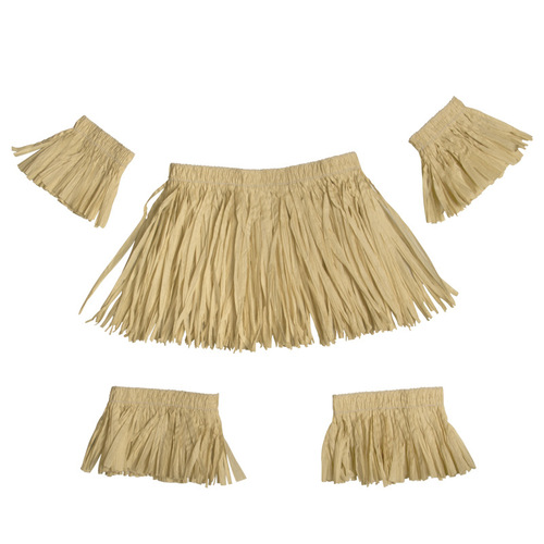 Kai Feng party Hawaiian grass skirt five-piece set imitation raffia men and women stage performance dress tassel props new