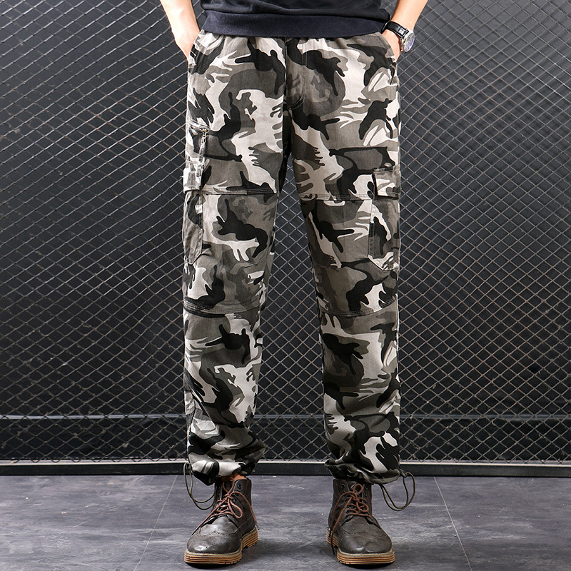 Pantalones de ropa de trabajo de los hombres sueltos de camuflaje de los hombres más el tamaño de grasa gorda marca de moda casual juvenil pantalones casuales al por mayor