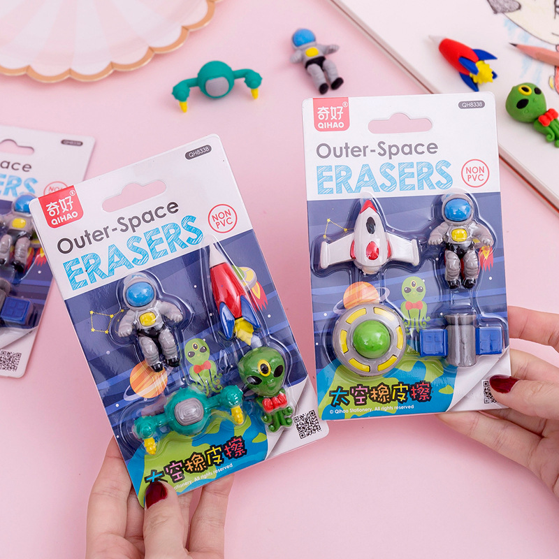 Qihao Cartoon Style Removable DIY Cute Eraser Kindergarten Clean No Marks Leather Eraser Gift Set