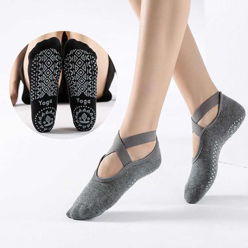 Factory wholesale cross-border cotton professional non-slip dispensing towel socks cross belt Terry backless yoga socks floor socks Factory wholesale cross-border cotton professional non-slip dispensing towel socks cross belt Terry backless yoga socks floor socks