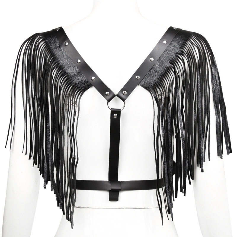 Sex toys leather bound clothes black belt PU wear shoulder underwear film and television stage small Video clothing