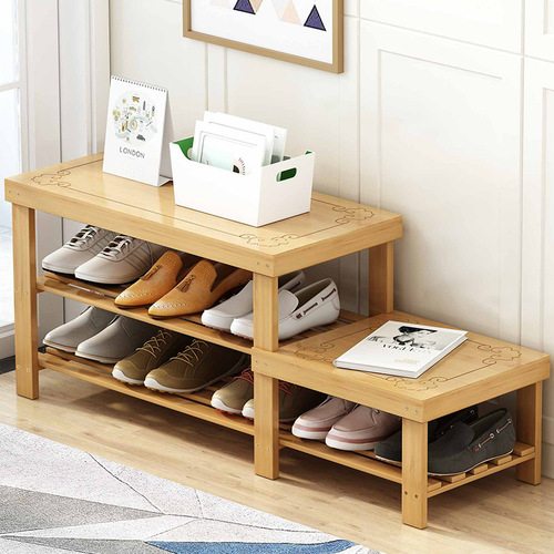 Shoe-changing stool for home entrance simple shoe rack for bedroom rental room practical multi-layer economical solid wood storage rack