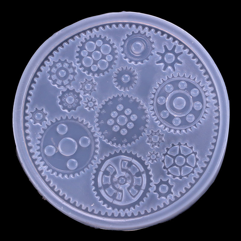 Espejo epoxi engranaje hora mano molde diy cristal epoxi uv resina pegamento simulación engranaje decorativo molde de silicona