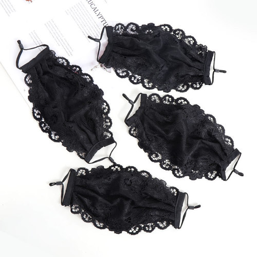 Women's spring and summer lace flower embroidered thin style Ruiya adjustable ear rope mesh summer