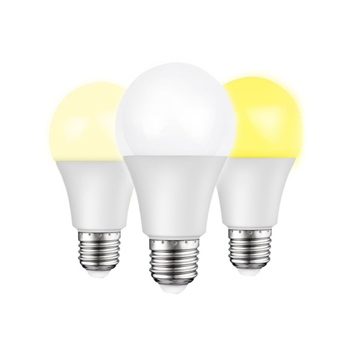 LED bulb wholesale E27 screw base plastic wrapped aluminum bulb three-color variable light home eye-care lamp LED energy-saving lighting