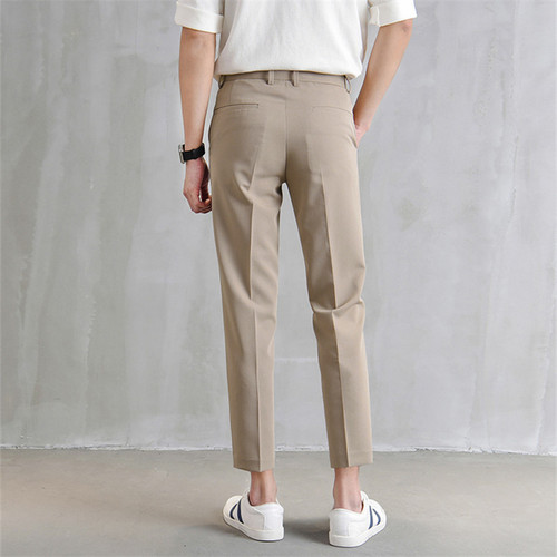 Men's 9-inch Straight Leg Slim Fit Tapered Pants for European Station, Korean Style Casual Suit Pants with a Falling Sensation