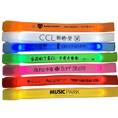 Manufacturer's LED Light-Up Wristband—Custom Engraved, Glow-in-the-Dark Velcro Closure, LED Sports Wristband for Concerts and Bars—Cheerleading Support