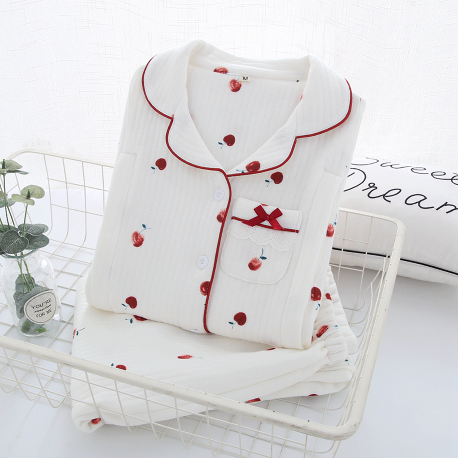 K 싱글 체리 문 세트 화이트