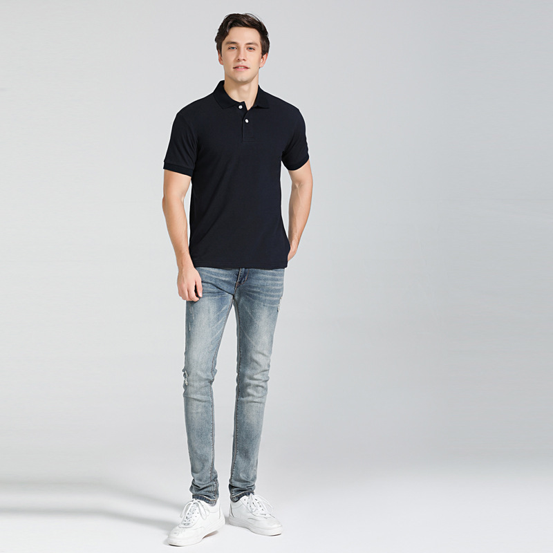 European Size Short-Sleeved Lapel T-Shirt Poloshirtmen 100% Combed Cotton Men's and Women's Polo Shirt Pure Cotton Comfortable