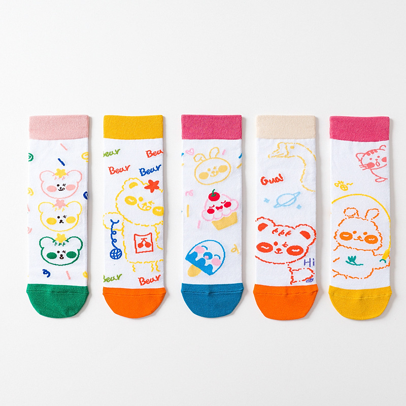 Korean Dongdaemun Socks Women's Autumn and Winter Cubs Women's Socks Winter Thickened Pile Socks Vintage Fashionable Socks Women's Socks