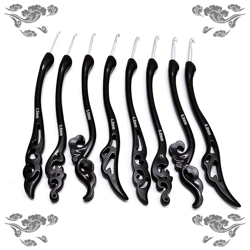 Nueva herramienta de tejer suéter aguja vintage lujo suave mango aluminio ganchillo conjunto 8 blister embalaje