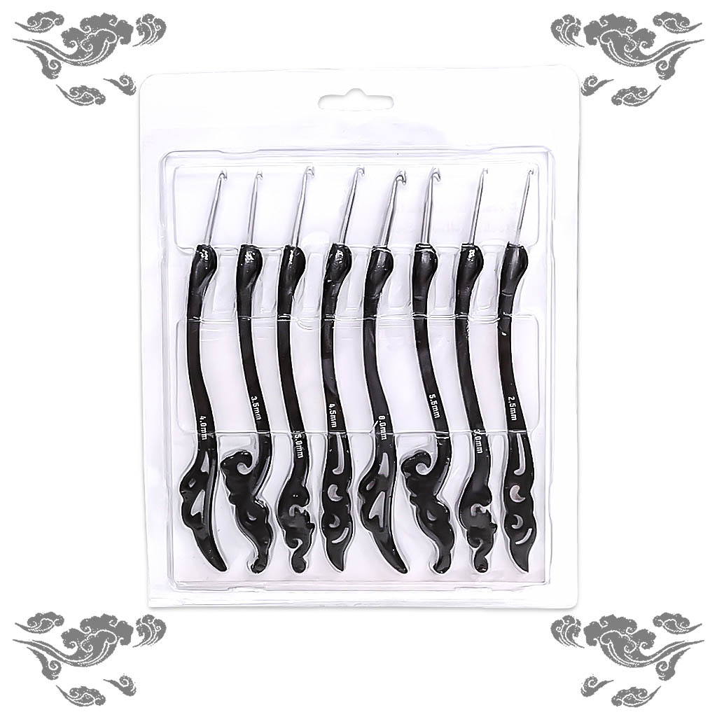 Nueva herramienta de tejer suéter aguja vintage lujo suave mango aluminio ganchillo conjunto 8 blister embalaje