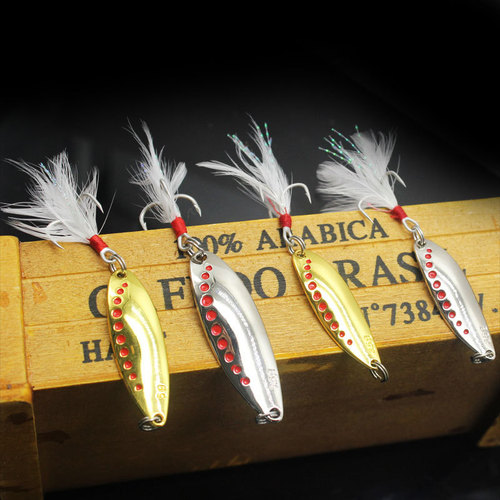 2.5g-25g multi-gram long-distance hard bait Luya red dot leech sequin bait Feather blood groove hook mandarin fish cocked mouth