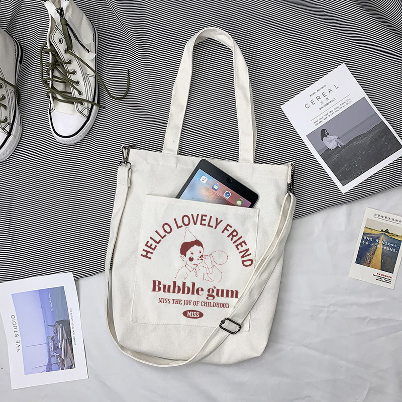 Nueva moda ins desmontable correa de hombro lona bolsa de hombro Corea del Sur estudiante lona bolsa crossbody bolso de las mujeres de una sola pieza entrega