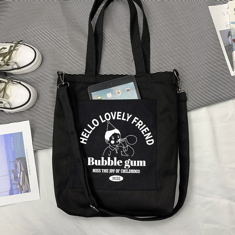 Nueva moda ins desmontable correa de hombro lona bolsa de hombro Corea del Sur estudiante lona bolsa crossbody bolso de las mujeres de una sola pieza entrega