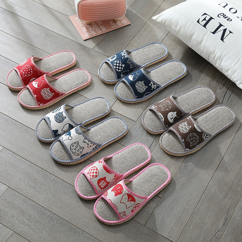 Новые льняные домашние тапочки женские весенние летние пары крытый отель салон красоты клуб специальные холодные тапочки оптом