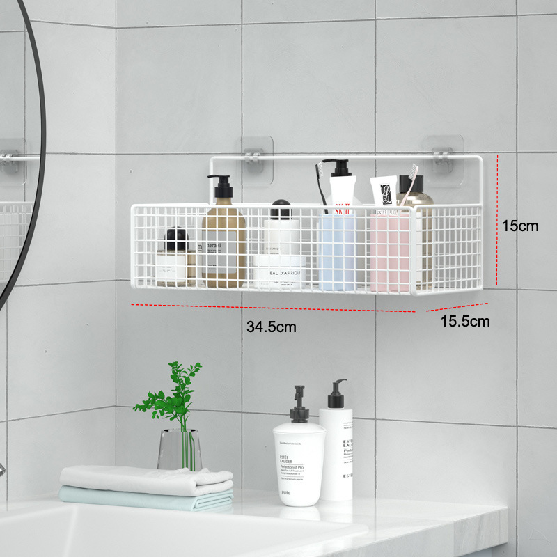 Rack de almacenamiento de baño directo de fábrica sin perforar montado en la pared de almacenamiento de hierro rack de almacenamiento de cocina y baño