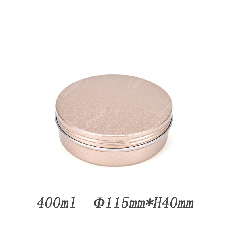 现货铝盒 450ml铝制化妆品散粉粉扑盒115*40mm圆形磨砂金茶叶铝罐