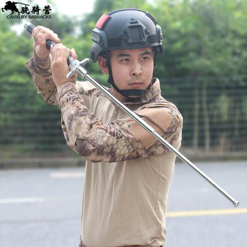Solid three-section knife-throwing stick, anti-chopping telescopic swinging stick, self-defense, legal vehicle-mounted self-defense weapon, fighting supplies for men and women