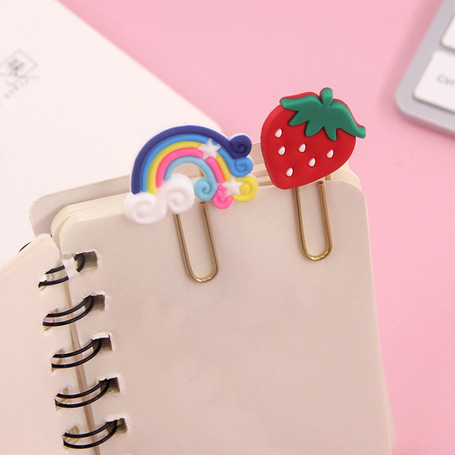 Korean ins cartoon avocado paper clip bookmark cute girl heart binding pin office paper clip paper clip