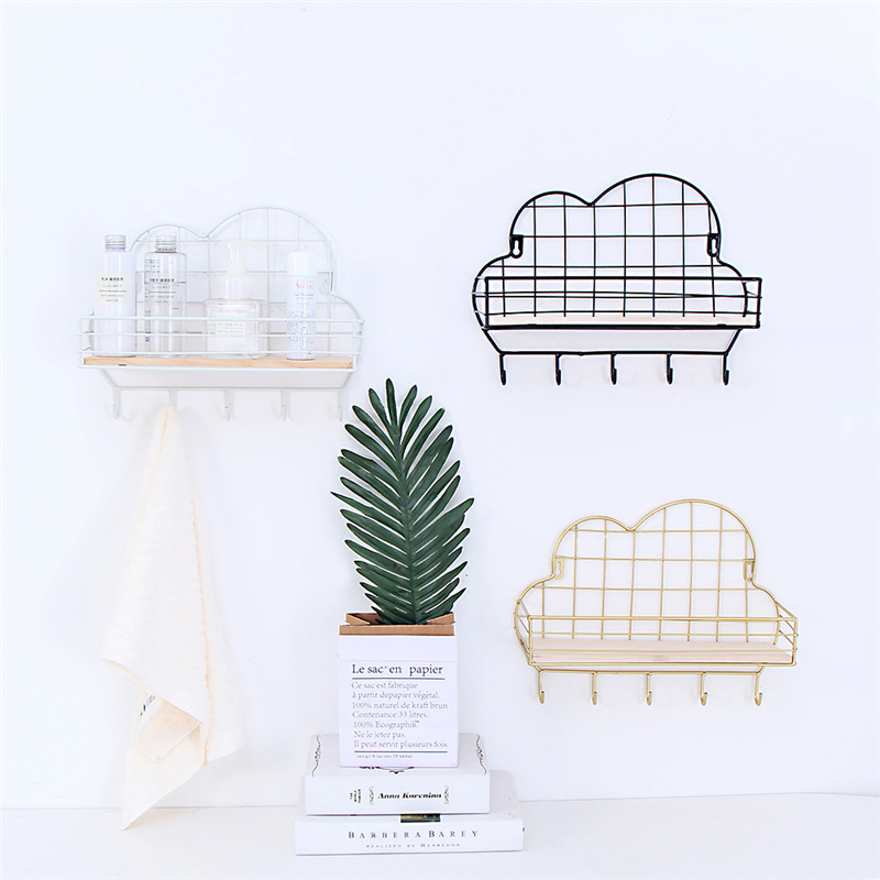 Simple Nordic ins hanging Iron Cloud hook storage rack living room bedroom background wall decoration storage rack