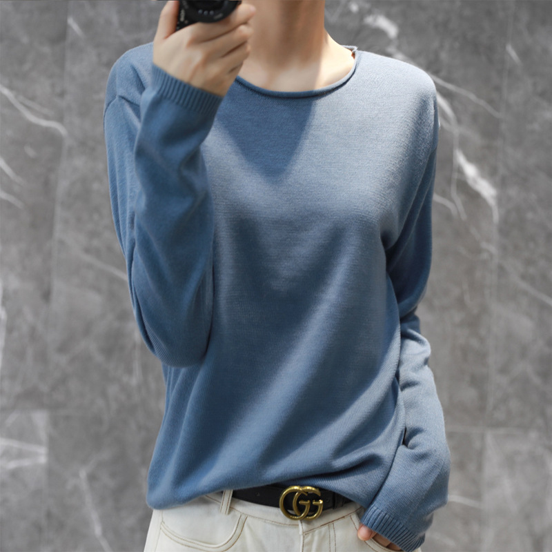 2024 Autumn and Winter Sweater Women's Korean Style Pullover Cardigan Round Neck Large Size Cardigan Knitted Solid Color Long Sleeve Bottoming Shirt 2024 Autumn and Winter Sweater Women's Korean Style Pullover Cardigan Round Neck Large Size Cardigan Knitted Solid Color Long Sleeve Bottoming Shirt