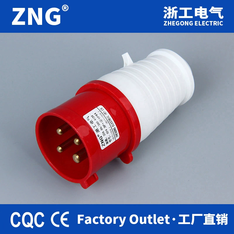 IP44 Mingjian индустриальная розетка 4-ядерная 16A трёхфазное 380V литьё Injection, авиационный разъём 16A4P