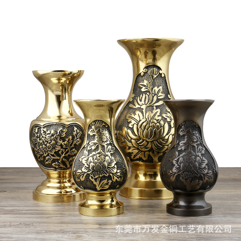 Brass vase Guanyin flower arrangement Buddha factory wholesale living room decoration supplies home peony vase decoration