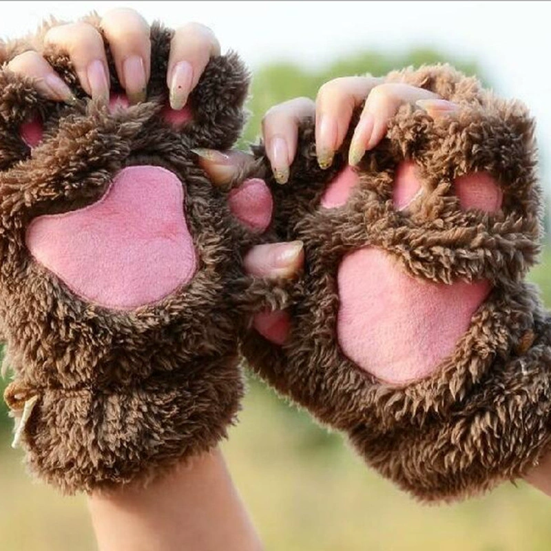 Winter cartoon keep warm gloves, fingerless