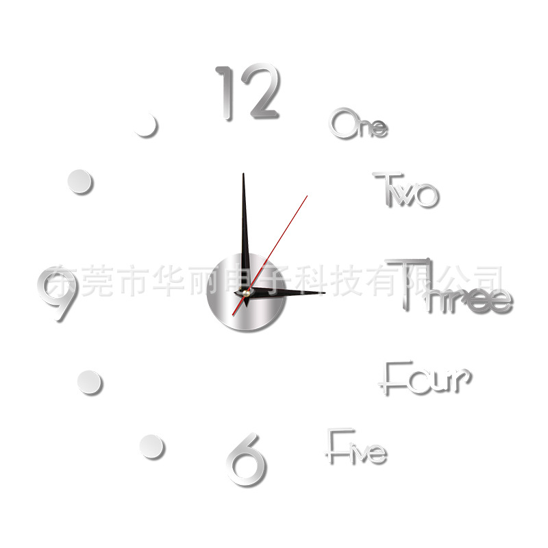 Amazon popular reloj de acrílico creativo estilo europeo sala de estar DIY Reloj de pared etiqueta de la pared reloj mudo fábrica al por mayor
