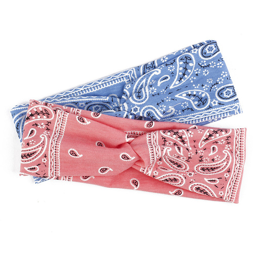 Bohemian European and American style new cashew print false hair band cross headband hair tie headband cross wide brim