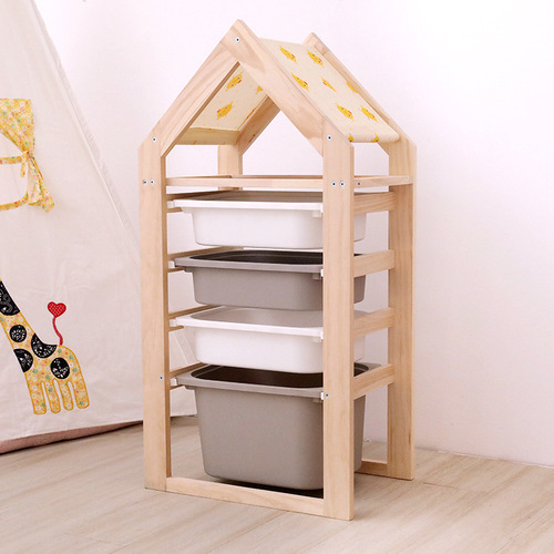 Children's toy storage rack, kindergarten multi-layer storage cabinet, solid wood household item rack, organization and classification storage rack