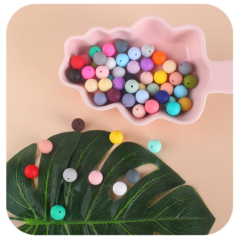 15mm cuentas de silicona molar juguete teether pulsera collar de cadena de chupete accesorios Amazon DIY accesorios de la joyería